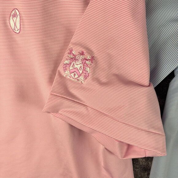 Peter Millar Summer Comfort Bundle Of 2 Polo Blue Pink Striped Golf Men's L - Picture 3 of 14